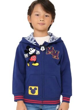 Disney Blue Mickey Mouse Zip-Up Hoodie with Red Trim